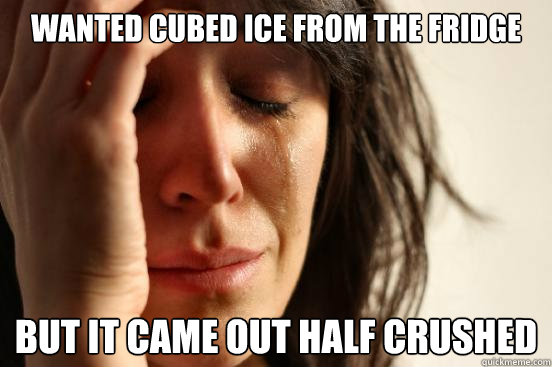 Wanted cubed ice from the fridge But it came out half crushed  First World Problems