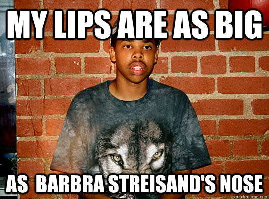 my lips are as big as  barbra streisand's nose    
