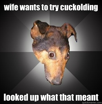 wife wants to try cuckolding looked up what that meant  Depression Dog