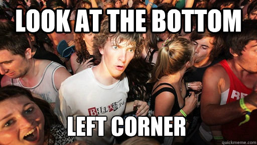 Look at the bottom  left corner  Sudden Clarity Clarence