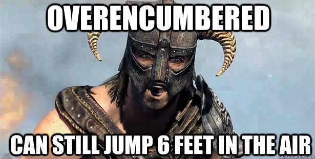 Overencumbered can still jump 6 feet in the air - Overencumbered can still jump 6 feet in the air  skyrim