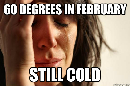 60 Degrees in February still cold - 60 Degrees in February still cold  First World Problems