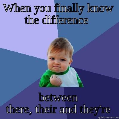 Grammar  - WHEN YOU FINALLY KNOW THE DIFFERENCE  BETWEEN THERE, THEIR AND THEY'RE Success Kid