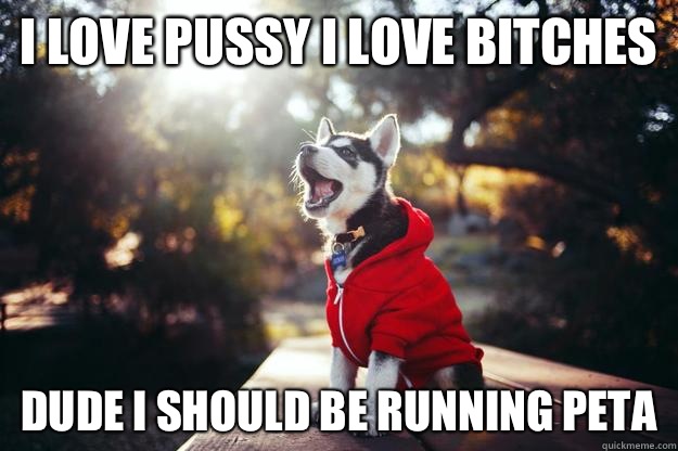 I love pussy I love bitches Dude I Should be running PETA   