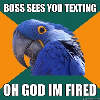 boss sees you texting oh god im fired  Paranoid Parrot