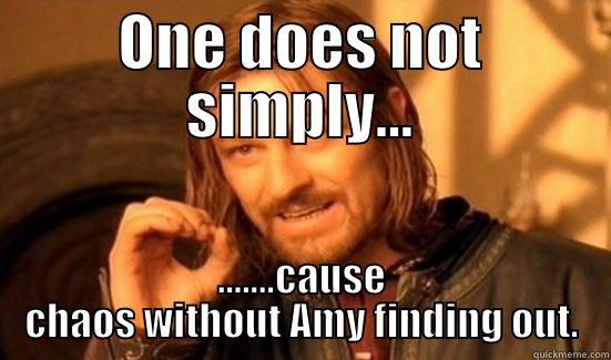 ONE DOES NOT SIMPLY... .......CAUSE CHAOS WITHOUT AMY FINDING OUT. Boromir