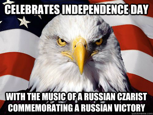 celebrates independence day with the music of a russian czarist commemorating a russian victory  Patriotic American Eagle