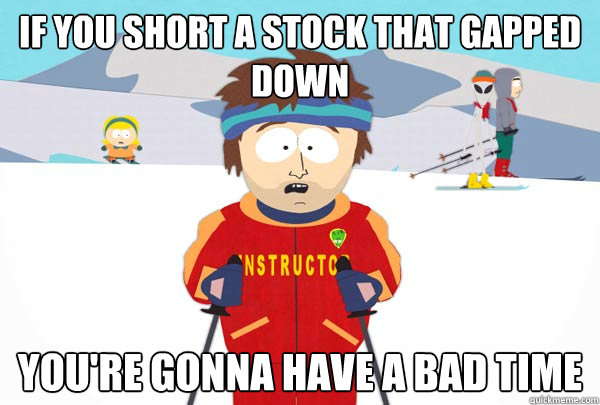 If you short a stock that gapped down you're gonna have a bad time  Super Cool Ski Instructor