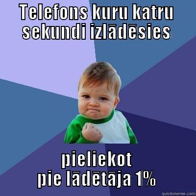 TELEFONS KURU KATRU SEKUNDI IZLĀDĒSIES PIELIEKOT PIE LĀDĒTĀJA 1% Success Kid
