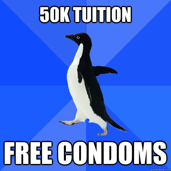 50k tUItion free condoms  Socially Awkward Penguin