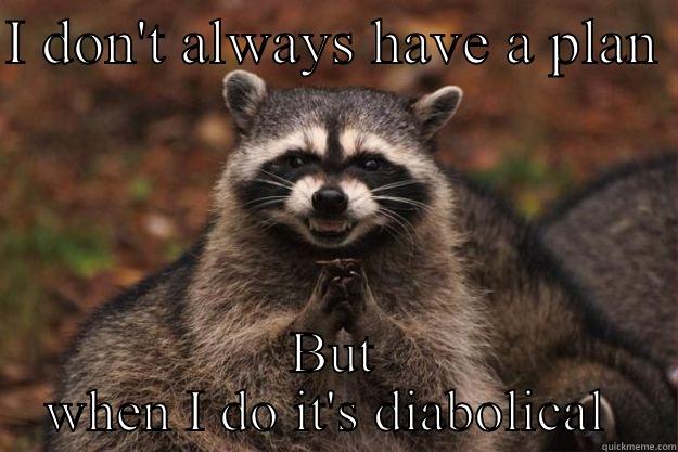 I DON'T ALWAYS HAVE A PLAN  BUT WHEN I DO IT'S DIABOLICAL  Evil Plotting Raccoon