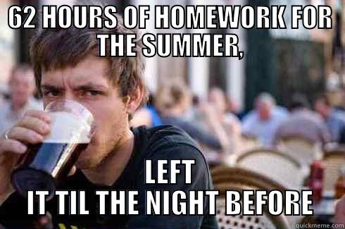 62 HOURS OF HOMEWORK FOR THE SUMMER, LEFT IT TIL THE NIGHT BEFORE Lazy College Senior