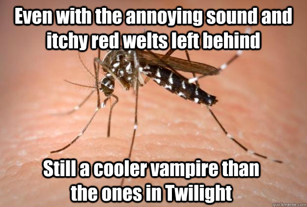 Even with the annoying sound and itchy red welts left behind Still a cooler vampire than the ones in Twilight - Even with the annoying sound and itchy red welts left behind Still a cooler vampire than the ones in Twilight  Master Troll Mosquito
