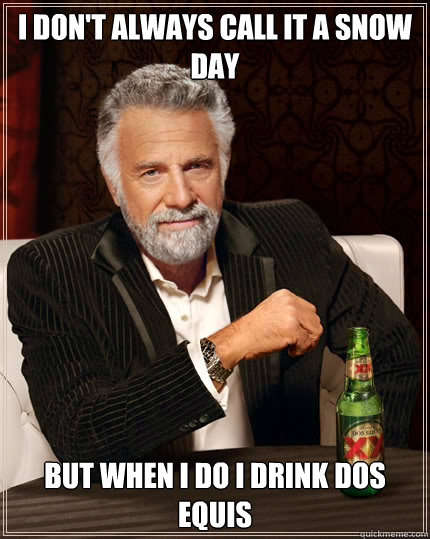 I don't always call it a snow day But when I do I drink Dos Equis  Dos Equis man