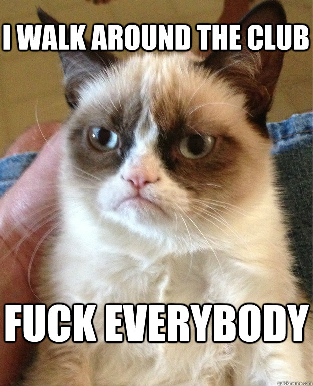 I walk around the club fuck everybody - I walk around the club fuck everybody  Grumpy Cat