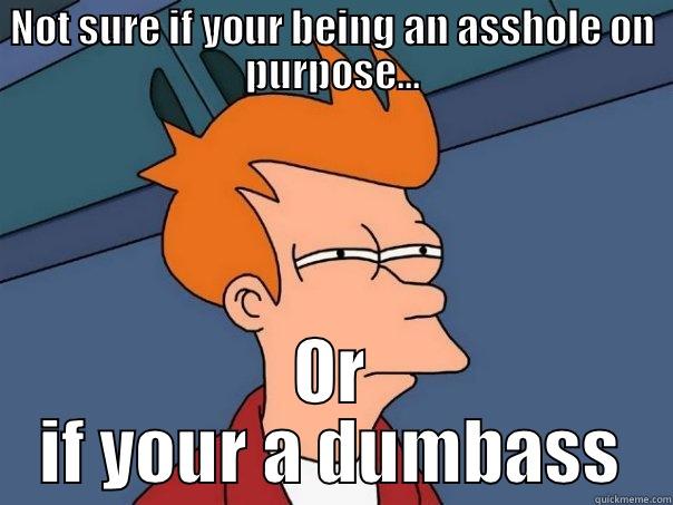NOT SURE IF YOUR BEING AN ASSHOLE ON PURPOSE... OR IF YOUR A DUMBS Futurama Fry