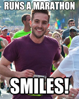 Runs a marathon smiles!  Ridiculously photogenic guy