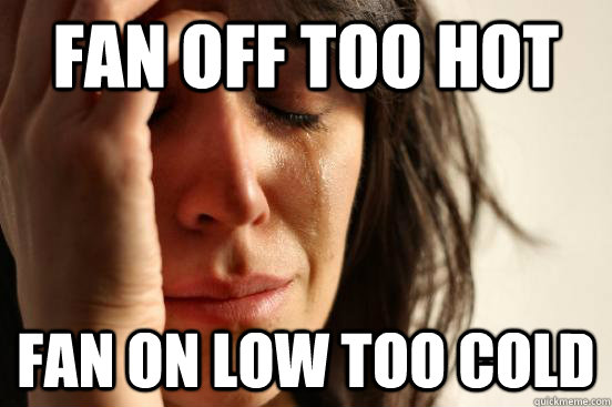 Fan off too hot fan on low too cold - Fan off too hot fan on low too cold  First World Problems