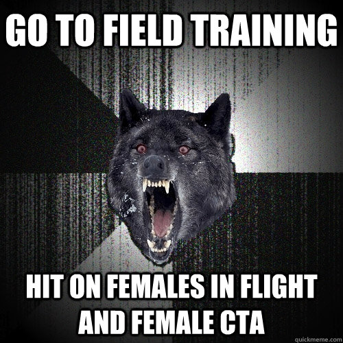 Go to Field Training Hit on females in flight and female CTA  Insanity Wolf