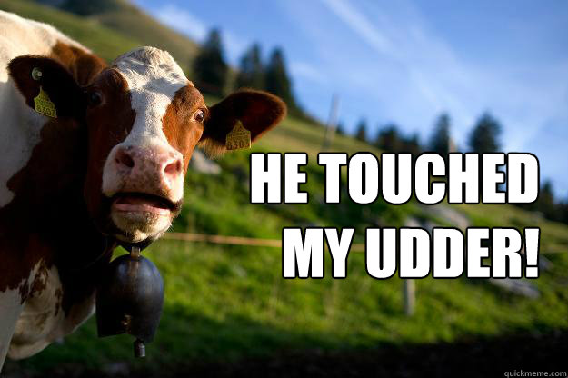he touched 
my udder!  