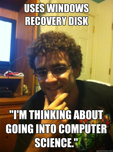 Uses windows recovery disk 