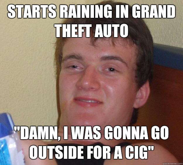 Starts raining in Grand Theft Auto 