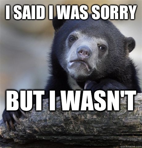 I said I was sorry But I wasn't   Confession Bear