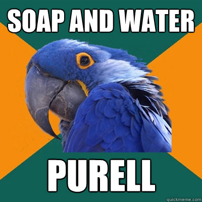 soap and water purell  Paranoid Parrot