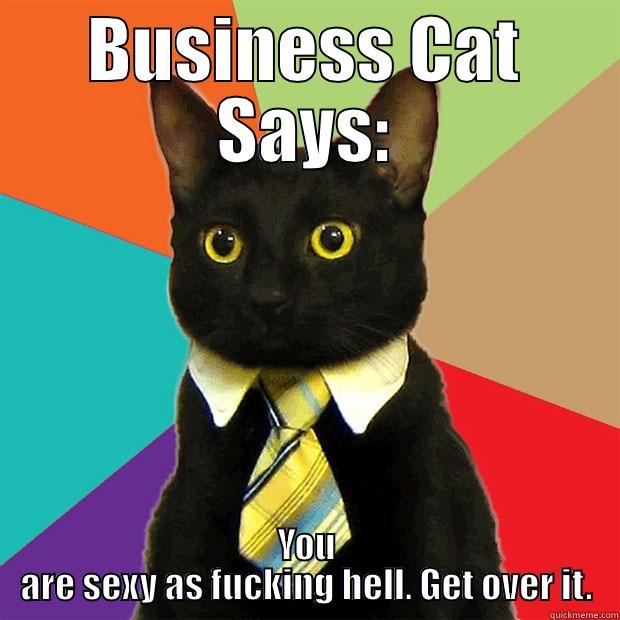 BUSINESS CAT SAYS: YOU ARE SEXY AS FUCKING HELL. GET OVER IT. Business Cat