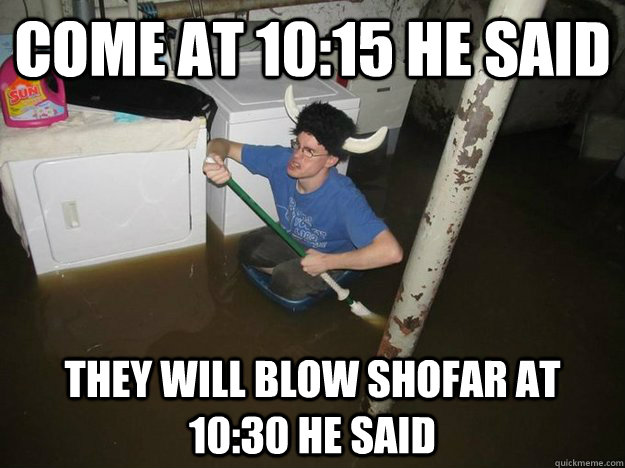 come at 10:15 he said they will blow shofar at 10:30 he said - come at 10:15 he said they will blow shofar at 10:30 he said  Laundry viking