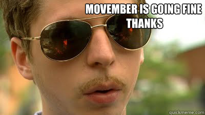 Movember is going fine
 thanks  Shitty cera moustache