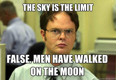 The Sky is the Limit False. Men have walked on the moon  
