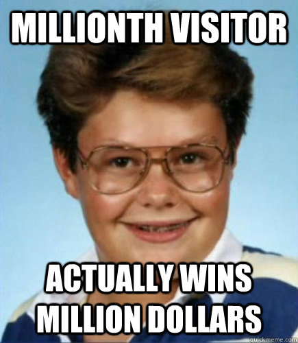 Millionth visitor actually wins million dollars  Lucky Larry