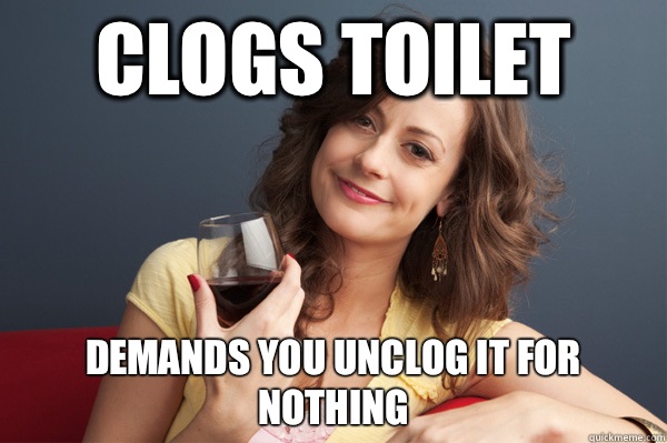 Clogs toilet Demands you unclog it for nothing  Forever Resentful Mother
