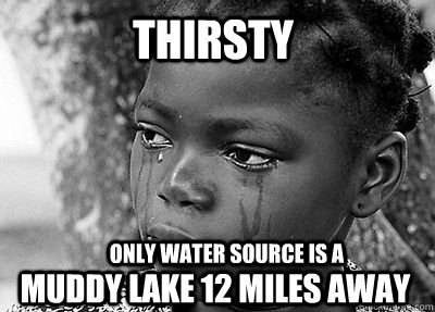 Thirsty Muddy lake 12 miles away Only water source is a  Third World Problems