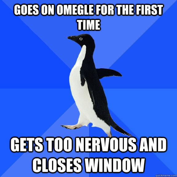 goes on omegle for the first time gets too nervous and closes window  Socially Awkward Penguin