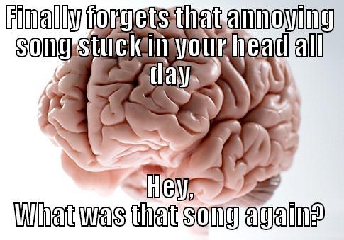 FINALLY FORGETS THAT ANNOYING SONG STUCK IN YOUR HEAD ALL DAY HEY, WHAT WAS THAT SONG AGAIN? Scumbag Brain