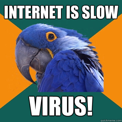 internet is slow virus!  Paranoid Parrot