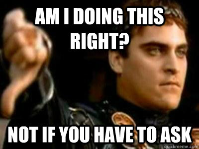Am i doing this right? not if you have to ask  Downvoting Roman