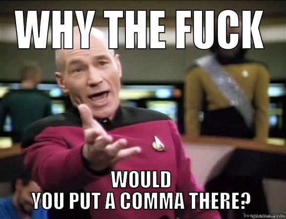 STUPID COMMA - WHY THE FUCK WOULD YOU PUT A COMMA THERE? Annoyed Picard HD