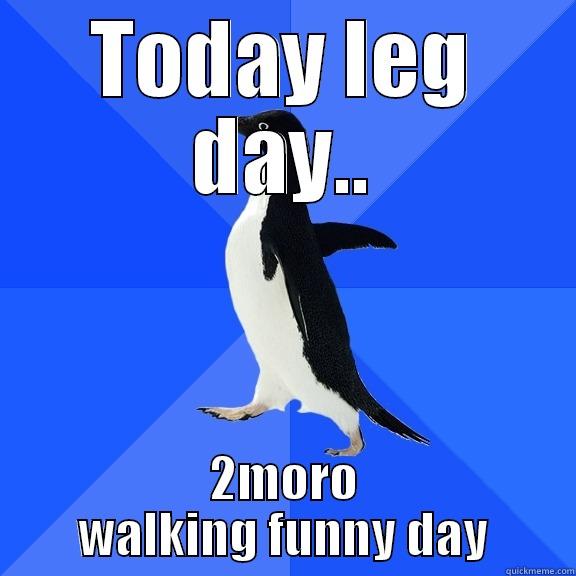 TODAY LEG DAY.. 2MORO WALKING FUNNY DAY Socially Awkward Penguin