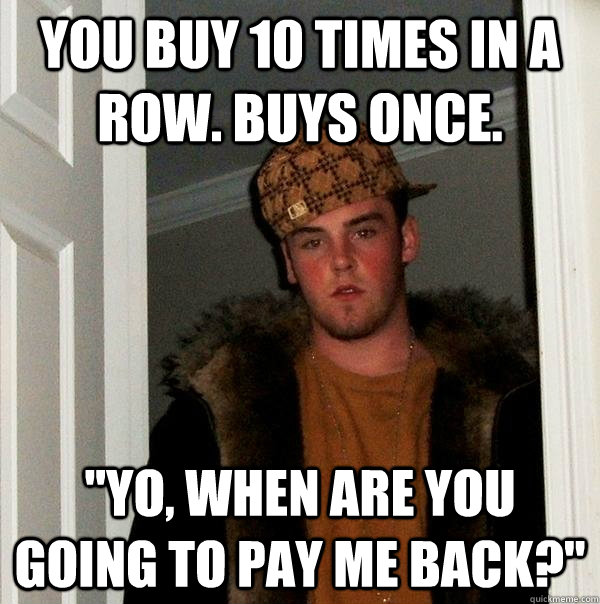 You buy 10 times in a row. buys once. 