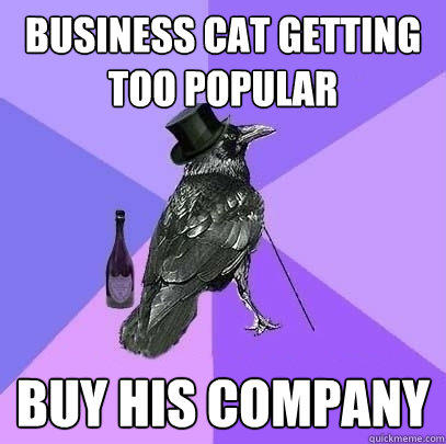 Business cat getting too popular Buy his company  