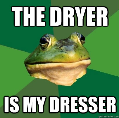 The dryer is my dresser  Foul Bachelor Frog