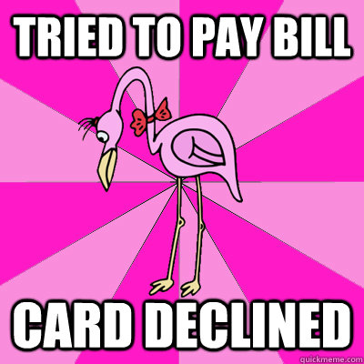 Tried to pay bill card declined  First Date Flamingo