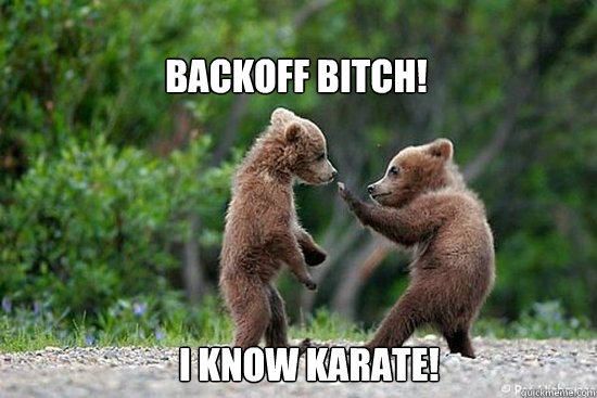 
backoff bitch! I know karate! - 
backoff bitch! I know karate!  Backoff