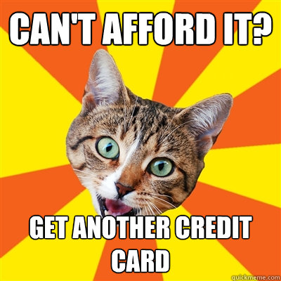 Can't afford it? Get another credit card  Bad Advice Cat