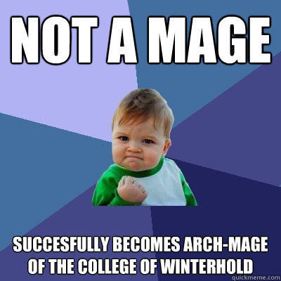 Not a mage succesfully becomes arch-mage of the college of winterhold  Success Kid