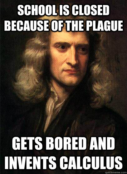 School is closed because of the plague gets bored and invents calculus  Sir Isaac Newton