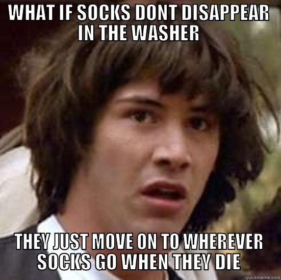 WHAT IF SOCKS DONT DISAPPEAR IN THE WASHER THEY JUST MOVE ON TO WHEREVER SOCKS GO WHEN THEY DIE conspiracy keanu